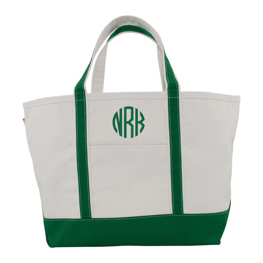 Personalized Large Emerald Trimmed Boat Tote